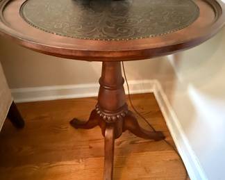 Inlaid Pedestal Side Table