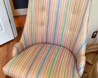 Queen Anne Style Striped Armchair