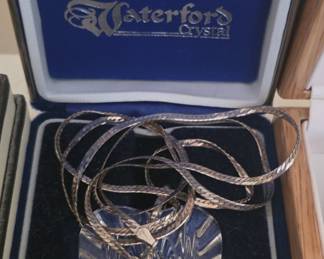 Waterford Crystal Heart Pendant Necklace with Sterling Silver Chain