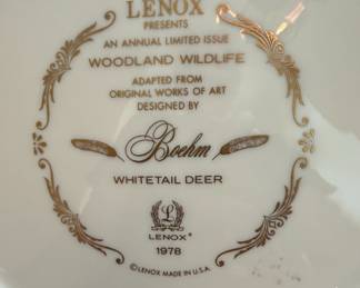 Lenox "Whitetail Deer" Annual Limited Issue Plate by Boehm (1978)