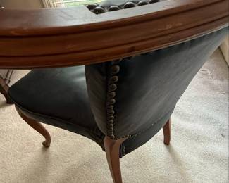 Louis XV Style Black Leather Armchair