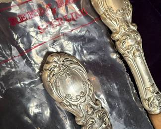 Sterling Silver and Wood Salad Serving Set