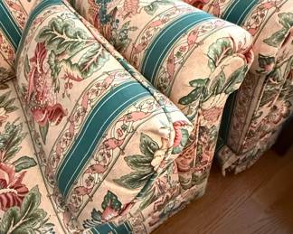 Floral Upholstered Sofas and Ottoman