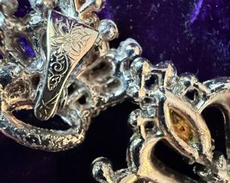 Kenneth Jay Lane for Avon Crown Brooch and Earring Set