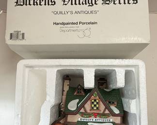 Department 56 Dickens' Village Series "Quilly's Antiques" Handpainted Porcelain Building