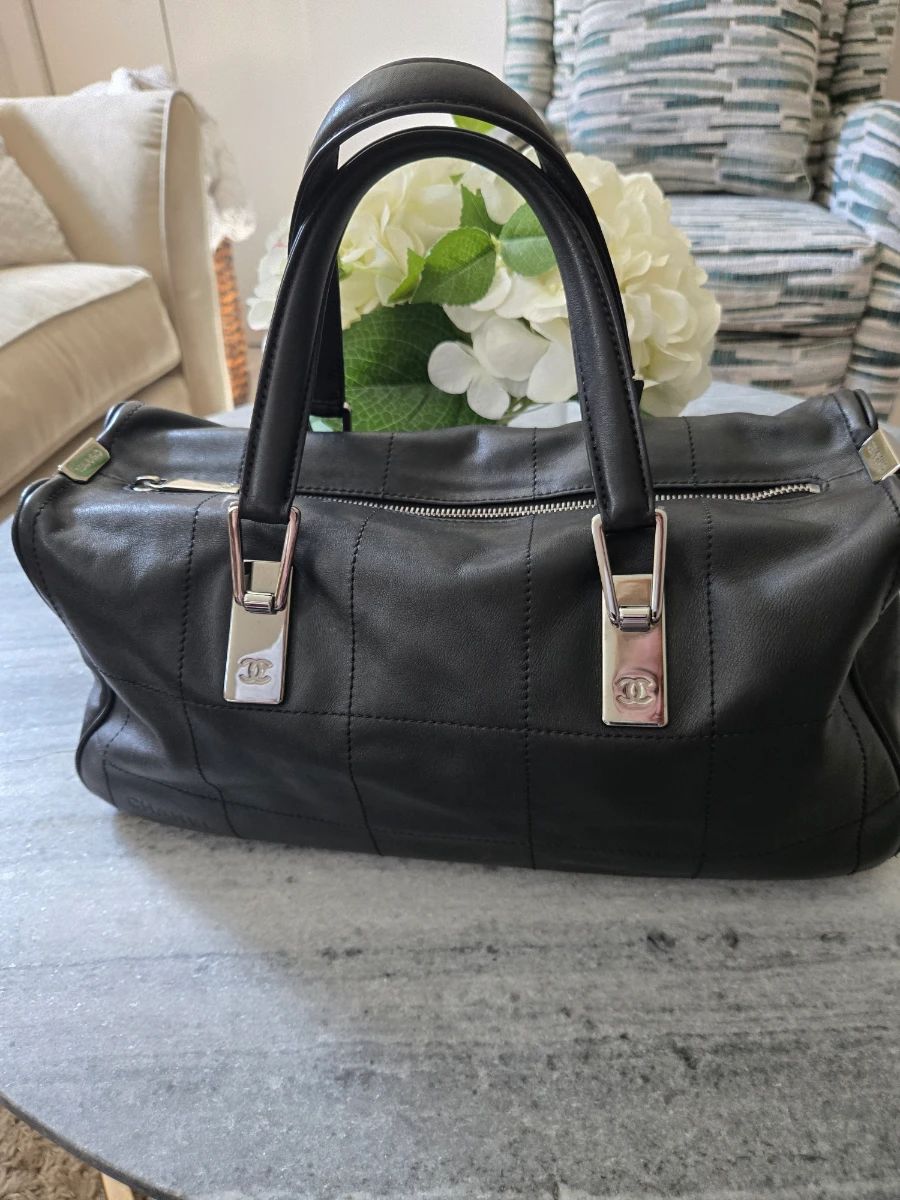 Chanel black chocolate bar bag
