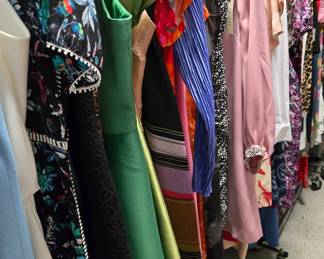 Racks of designer dresses for every wedding shower graduation you can imagine