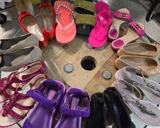 Many pair of chanel shoes