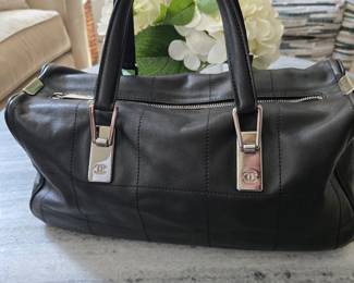 Chanel black chocolate bar bag