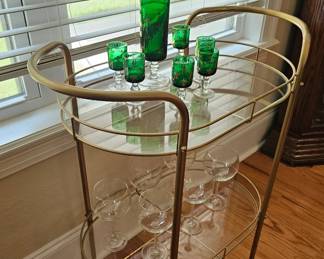 Brass and Glass Bar Cart