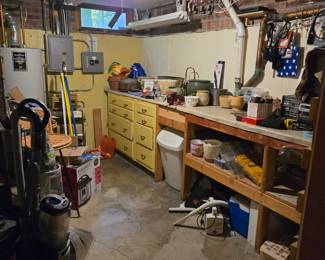 Work room, tools, pottery and more