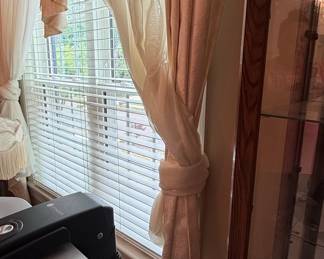 Damask Swag Window Valance with Tassel Trim