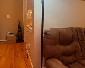 Vintage Torchiere Floor Lamp with Frosted Glass Shade and Decorative Fretwork