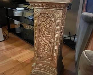 Ornate Carved Composite Pedestal Stand