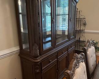 Traditional China Cabinet with Glass Doors and Drawers - Ashley Furniture "North Shore" Collection