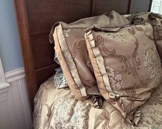 Klaussner Wooden Platform Bed Frame with Headboard and Matching Bedding Set, Mattress and Box Spring not included