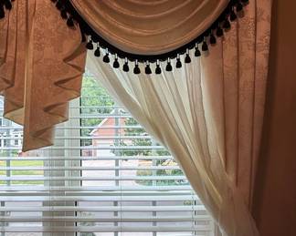 Damask Swag Window Valance with Tassel Trim