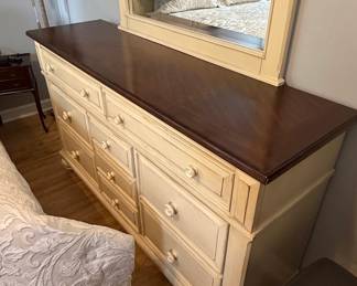 Ashley Furniture Realyn Chipped White and Brown Dresser and Mirror