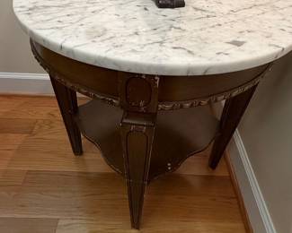 Louis XVI Style Mahogany Bouillotte Table with Marble Top