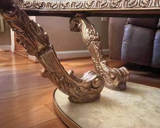 Hollywood Regency Gilt Wood and Glass Coffee Table