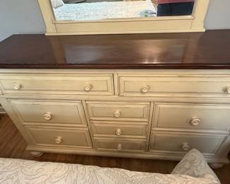 Ashley Furniture Realyn Chipped White and Brown Dresser and Mirror