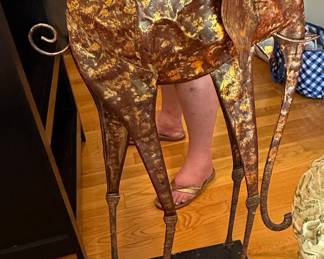 Metal Elephant Sculpture with Gold Leaf Accents