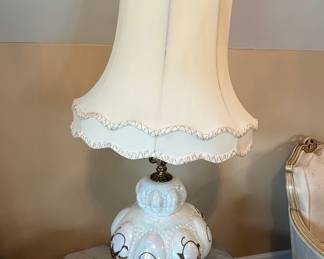 Vintage Hollywood Regency Opaline Glass Table Lamp