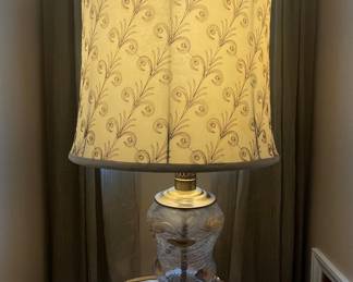 Vintage Waterford Crystal Table Lamp with Floral Motif and Scrollwork Base