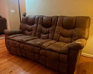 Brown Faux Leather Reclining Sofa