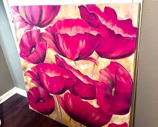 Large. Red. Floral. Poppy. Canvas. Wall Art.