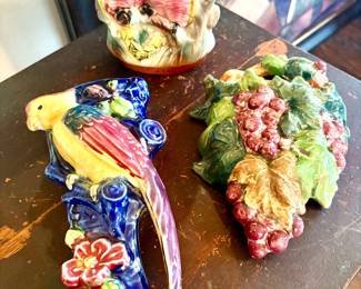 Majolica Bird Wall Pockets (vintage)
