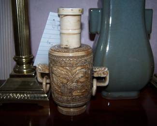 RARE CARVED VASE SIGNED