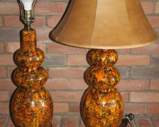 Mid Century Gourd Glazed Ceramic Lamps