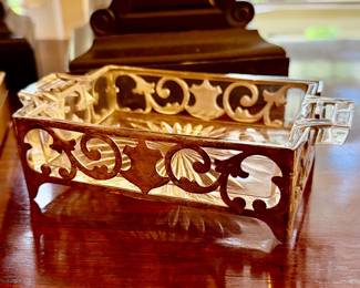 1890s sterling silver and cut glass relish dish