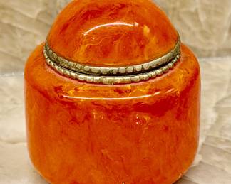 RARE Baltic amber snuff box in sterling 