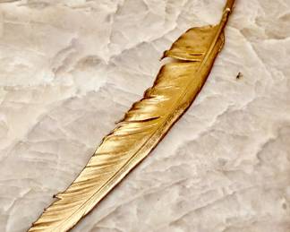 French gilt sterling feather quill pen