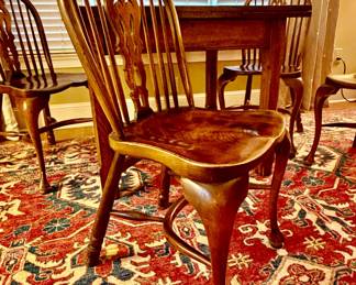 19th C English Windsors with wishbone stretchers