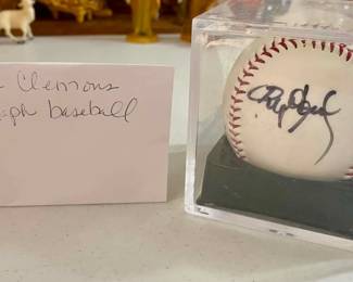 Autographed baseball by Rodger Clemons.