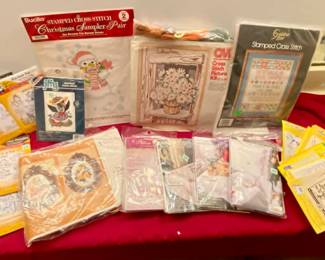 Embroidery kits and supplies.