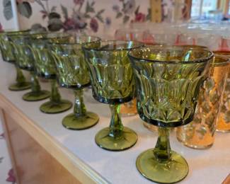 Noritake olive green glasses 