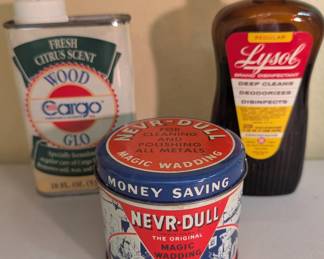 Vintage Lysol Bottle, Tins