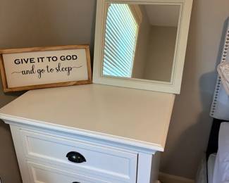 Classic And Solid Nightstand, Sleep Sign And Mirror