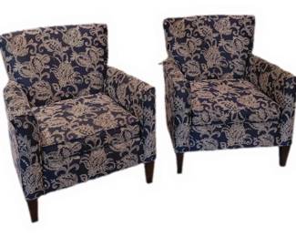 Timeless Navy And White Damask Accent Chairs