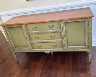 Lovely Green Hutch With Character And A Wood Top