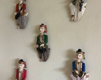 5 Rare Chinese wooden musicians