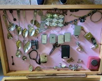 Gold,Sterling spoons and jewelry