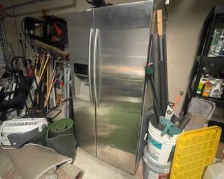 SIDE X SIDE STAINLESS FRIDGE - USED AS BEER /BEVERAGE FRDIGE WORKS GREAT