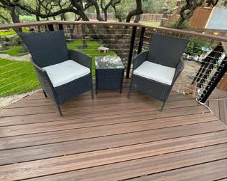 SET OF 3  OUTDOOR CHAIRS AND  TABLE 
