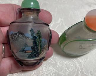 antique  over 100yrs - have papers on these to show   reverse painted snuff bottles 