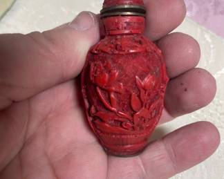 antique cinnabar snuff bottle 